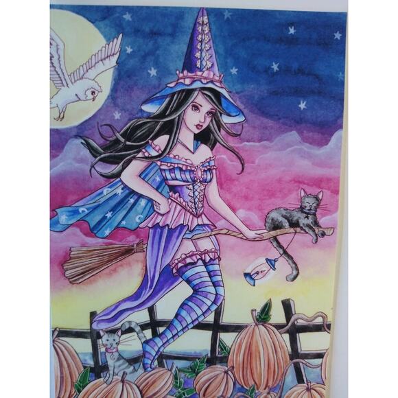 Halloween Postcard Nikki Burnette Gothic Witch Fantasy Tabitha 2012 Ltd Ed To 35 - Picture 4 of 4